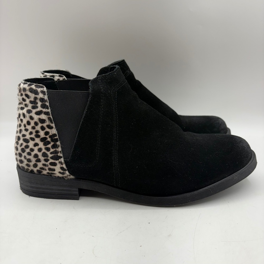 Clarks Womens Black Suede Leopard Calf Hair Ankle Boots 261520854085 Size 11